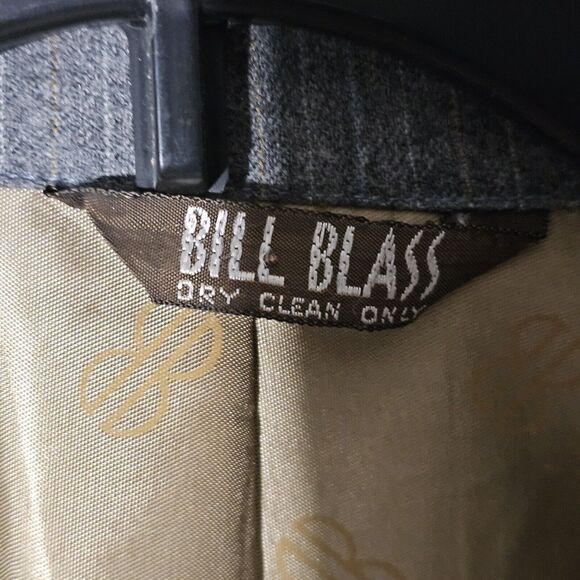 Bill Blass Pure Wool Blazer Mens Size 40R Gray With Pastel Pinstripes Small FLAW - Picture 7 of 16
